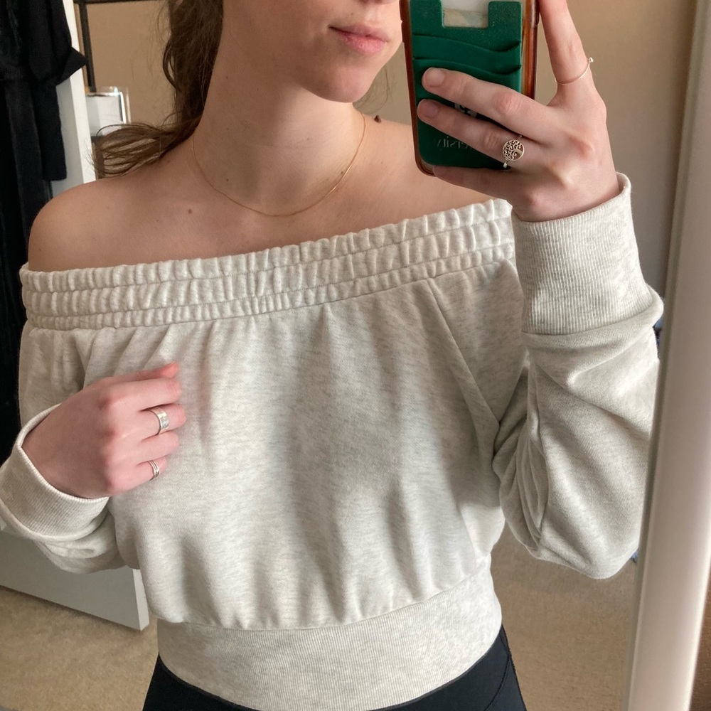 NEW w/o tags Victoria’s Secret gray off the shoulder sweatshirt